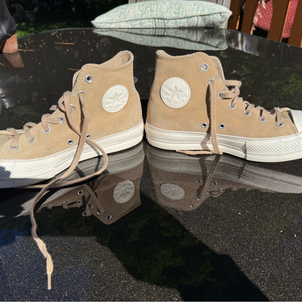 Converse Beige Suede High-Top Sneakers
